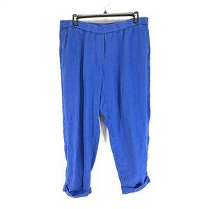 J. Jill Love Linen Cuffed Ankle Pants Women's Plus Size 2X Blue Casual Spring